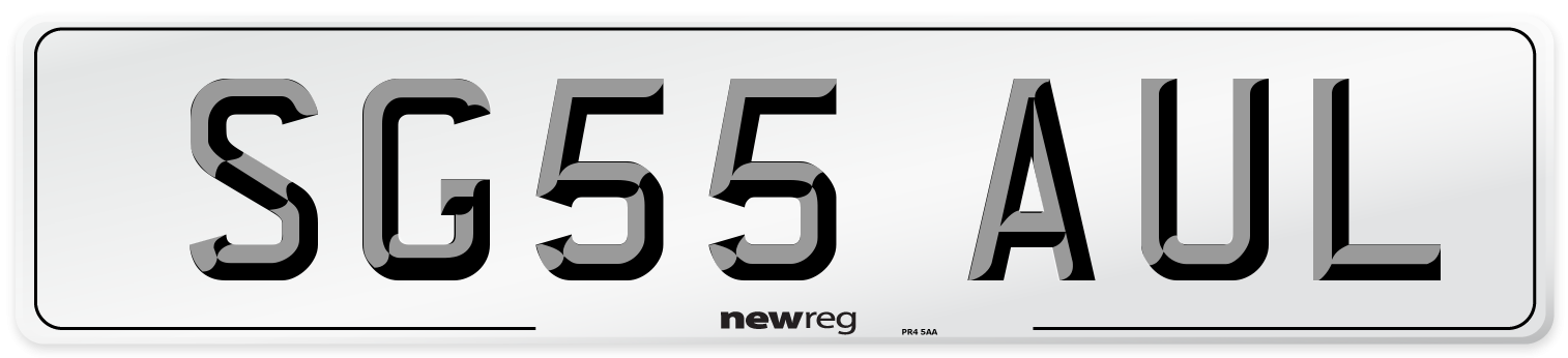 SG55 AUL Number Plate from New Reg
